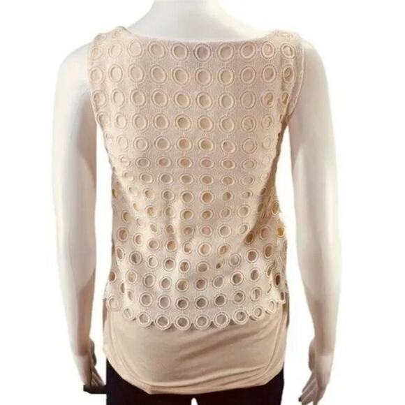 Ann Taylor Size XS Eyelet Layered Top Ivory - Picture 4 of 7